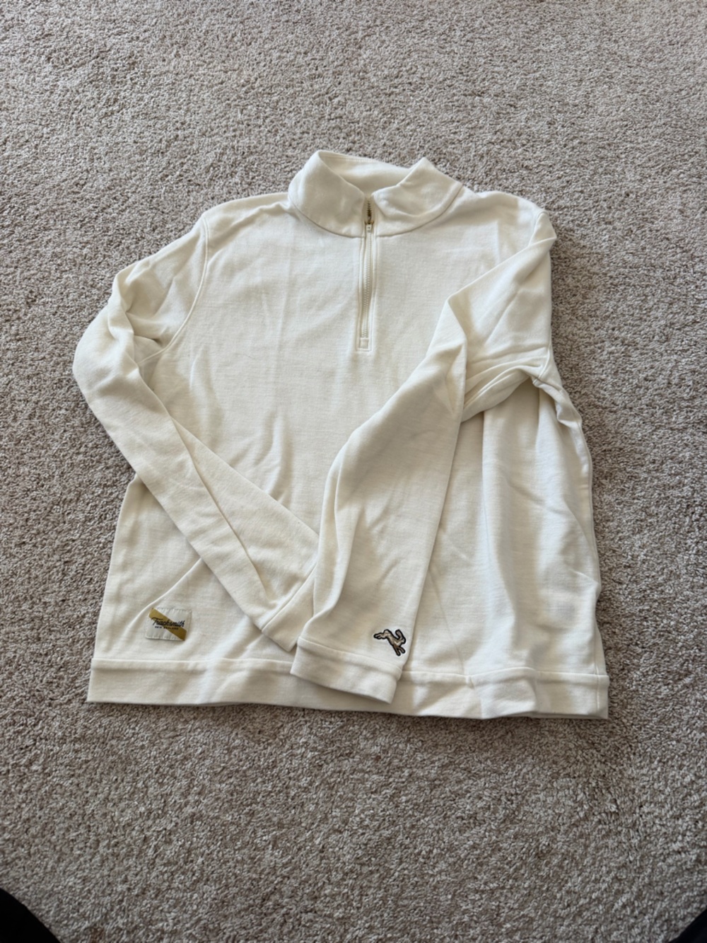 Tracksmith x J. Crew Creamy White Downeaster Size XL Pullover Quarter Zip